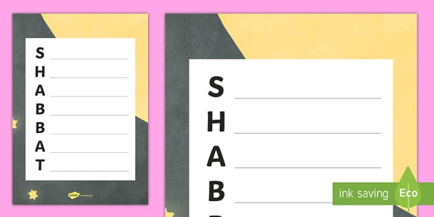 Shabbat Acrostic Poem (teacher made) - Twinkl