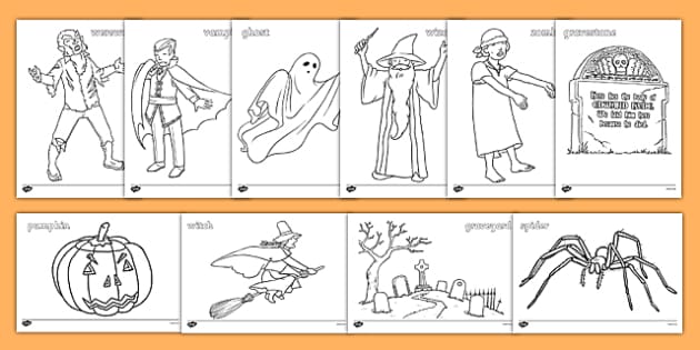 Halloween Coloring Pages and Halloween Felt Board Shapes