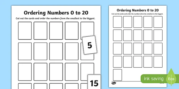 ordering numbers worksheet for ks1 0 to 20 activity