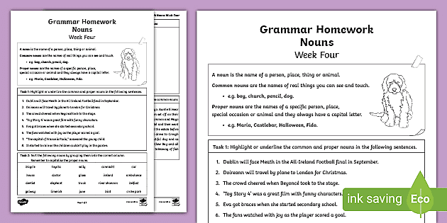 Grammar Homework Week Four (teacher made) - Twinkl