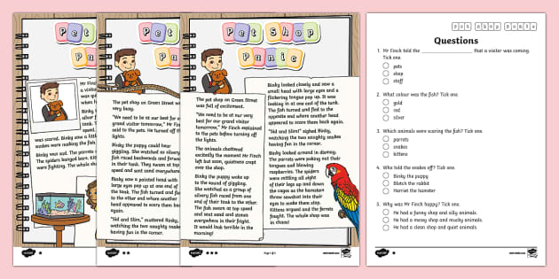 Pet Shop Reading Comprehension Activity Twinkl KS1