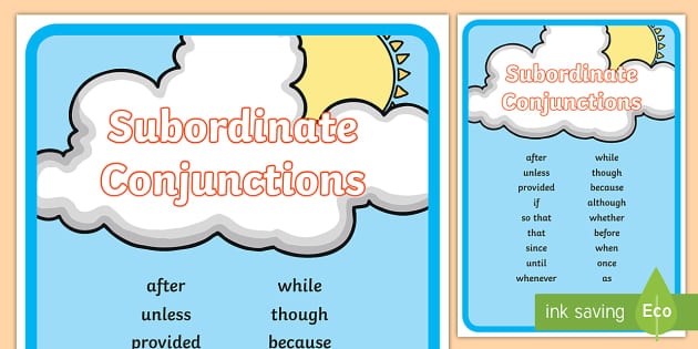 Subordinating and Coordinating Conjunctions Display Cards I SAW A WABUB  FANBOYS