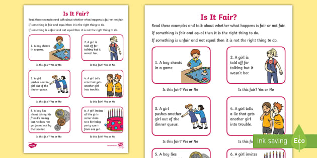 Is It Fair? Worksheet (teacher made)