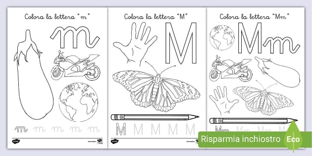 Lettera M Foglio Da Colorare
