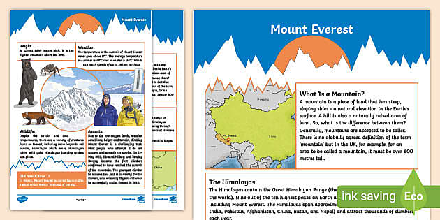 Mount Everest Fact File (Teacher-Made) - Twinkl