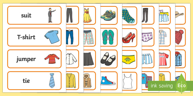 Originals First Words Flashcards: Clothes (teacher made)