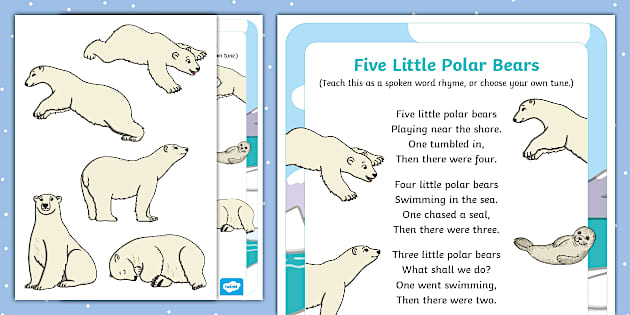 Five Little Polar Bears Rhyme - Counting Rhyme - Twinkl