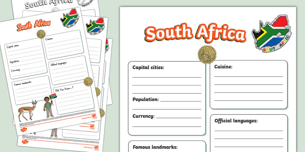 South Africa Fact File Template (teacher made) - Twinkl