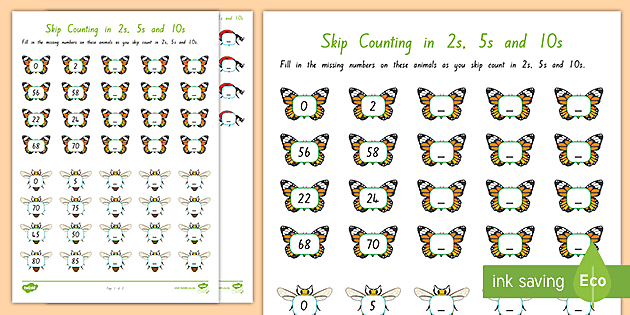 skip counting in 2s 5s and 10s teacher made