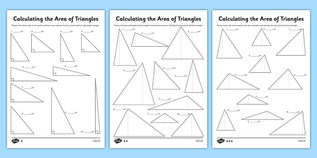 KS2 Area of a Triangle Worksheets (teacher made)