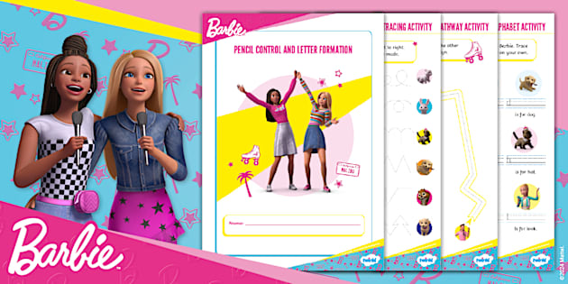 Barbie: Pencil Control and Letter Formation Handwriting Booklet