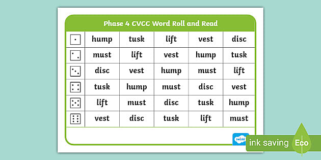 Phase 4 CVCC Word Roll and Read Mat 5 (teacher made)