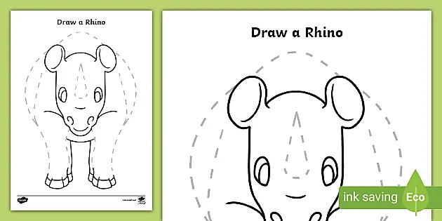One single line drawing of strong rhinoceros... - Stock Illustration  [99301244] - PIXTA