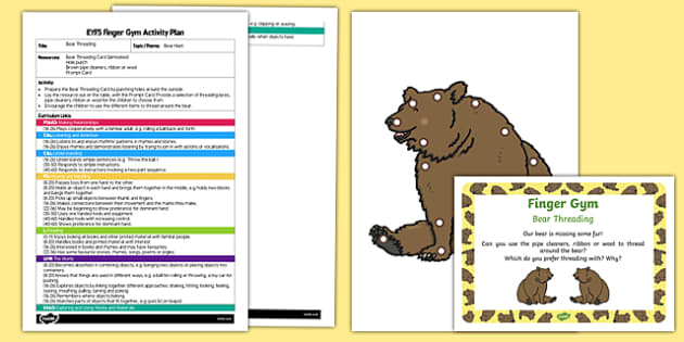 Eyfs Bear Threading Finger Gym Plan And Resource Pack