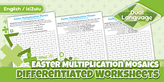Easter Multiplication Mosaics | Hidden Pictures Worksheets