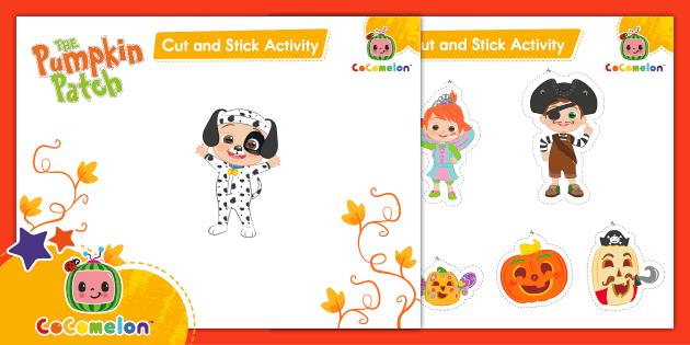 Cocomelon Pumpkin Patch Cut And Stick Activity Pre K