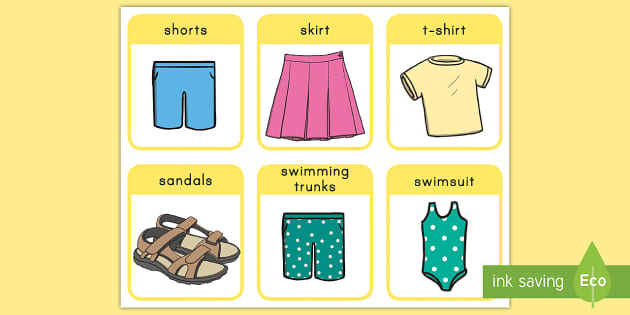 Summer Clothes Picture Cards 