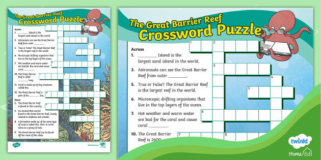 Great Barrier Reef Crossword Puzzle (teacher made) Twinkl