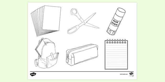 school supplies coloring pages
