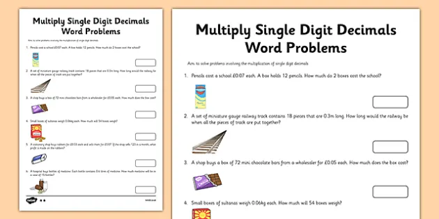 multiplying decimals word problems 5th 6th class