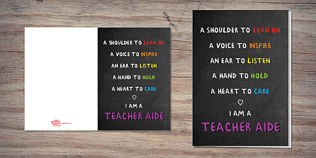 Teacher Aide Poem Card Twinkl Party teacher Made 
