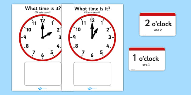 Analogue Clocks Hourly Matching Romanian Translation