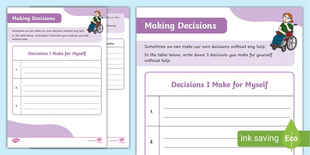 Decision Making Activity Sheet 1st/2nd Class (teacher made)