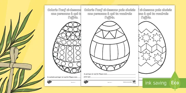 Oeuf de Pâques très graphique à colorier - coloriage Pâques Tête à