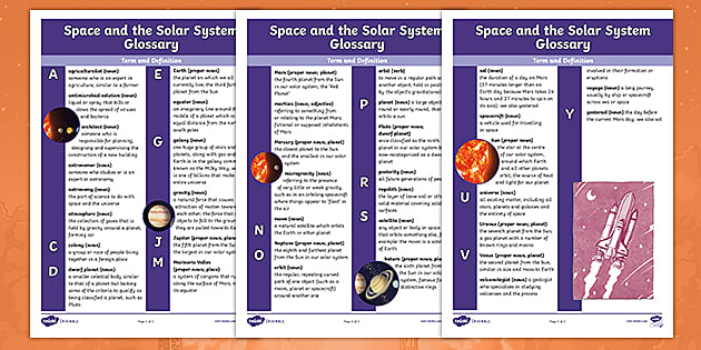 Space and the Solar System KS2 Vocabulary Glossary