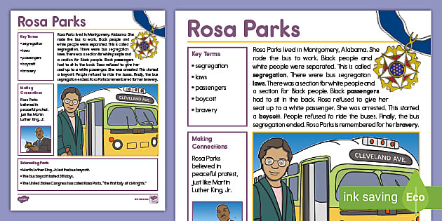 rosa parks homework ks1