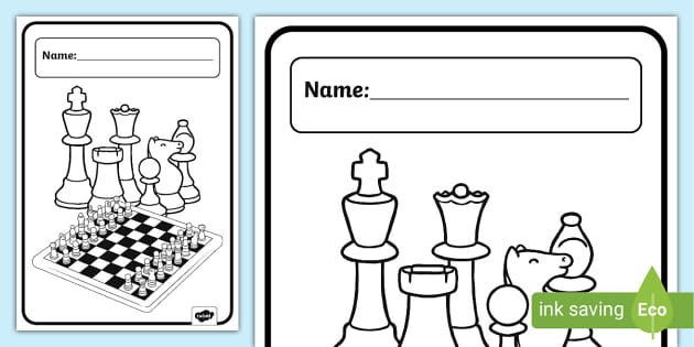 Chessboard with the chess pieces coloring page printable game