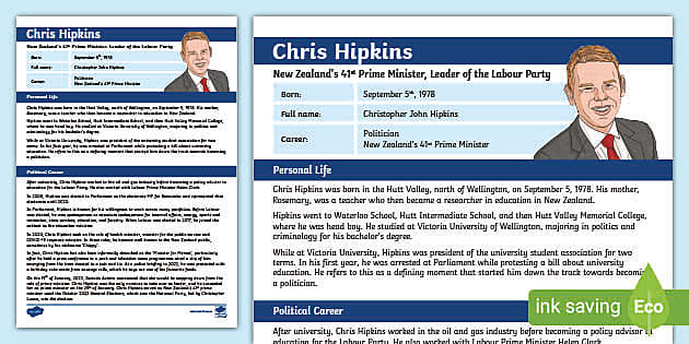 Chris Hipkins Fact File (teacher made) - Twinkl
