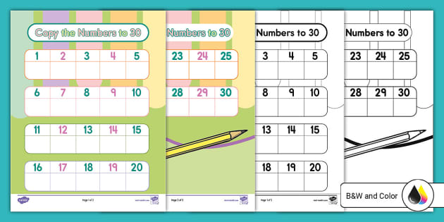 Copy The Numbers To 30 Activity Teacher Made Twinkl 6547