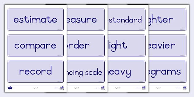 Grade 2 Maths: Mass: Word Cards (teacher made) - Twinkl