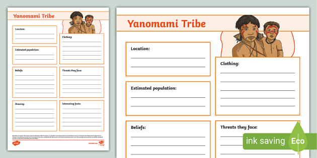 Yanomami Tribe Fact File Template (teacher Made) - Twinkl