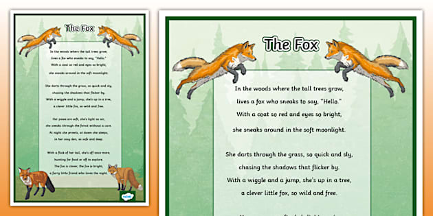 Fox Poem Display Poster (teacher made) - Twinkl