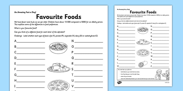 Favourite Foods Worksheet / Worksheet - Twinkl