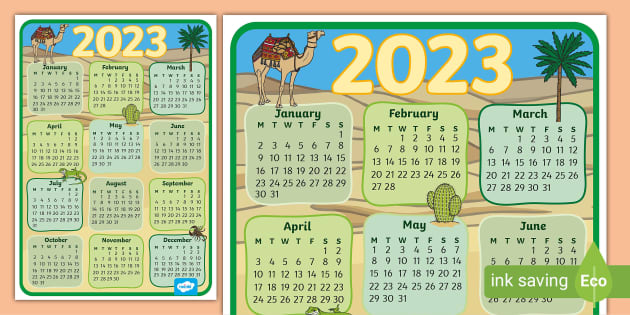 FREE Desert Calendar best for desert themed classrooms