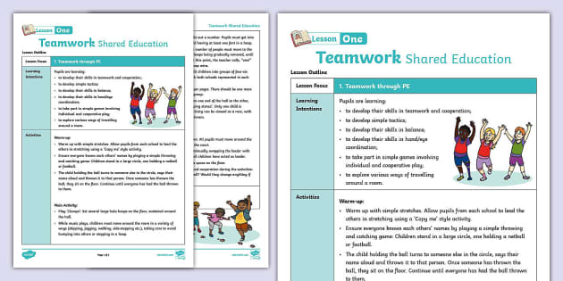 Teamwork Shared Education Lesson Plan 1: PE - Twinkl