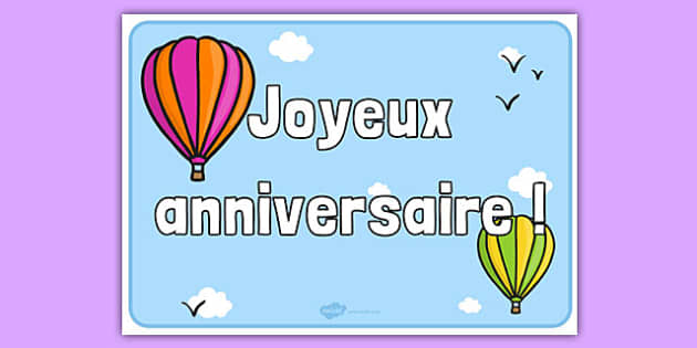 Hot Air Balloon Birthday Sign French teacher made Twinkl