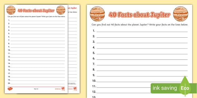 40 Facts About Jupiter Worksheet (teacher Made) - Twinkl