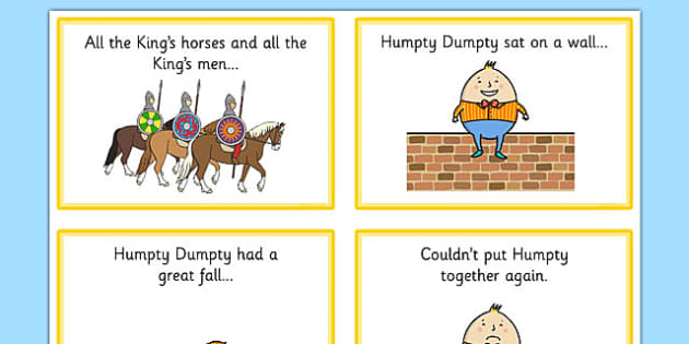 Humpty Dumpty Sequencing (4 per A4) - Humpty Dumpty, sequencing, nursery