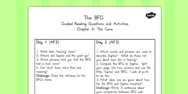 BFG　Reading　to　FREE!　on　Teaching　Chapter　Guided　Support　Questions　The