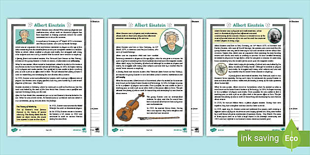 Albert Einstein Ks2 Reading Comprehension Activity