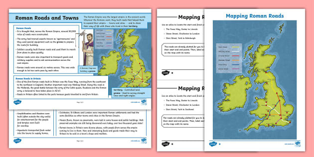 Roman Roads and Towns Fact File and Activity Pack - Twinkl