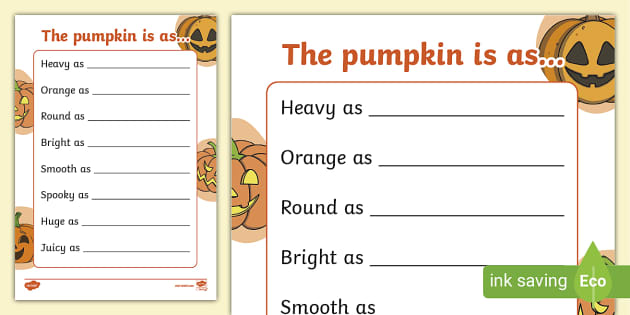 Pumpkin Simile Poem Template, Pumpkin, Halloween - Twinkl