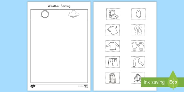 Weather and Clothes Cut and Paste Activity (teacher made)
