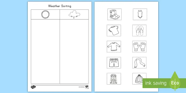 weather and clothes cut and paste activity teacher made