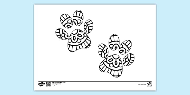 Dog Paw Mandala Colouring Page (teacher made) - Twinkl