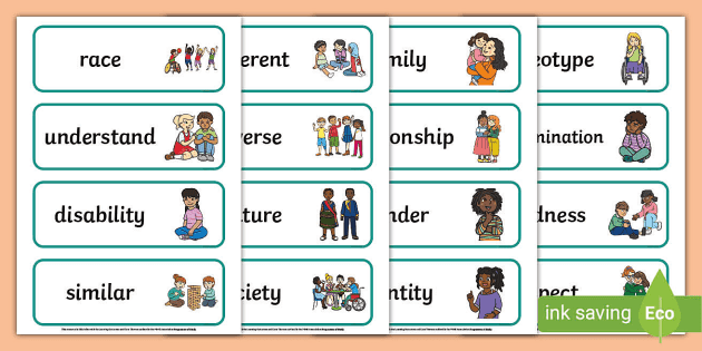 Valuing Diversity Tolerance And Respect Ks1 Key Word Cards